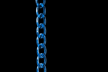 blue chain links on black background