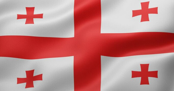 Waving flag of  Georgian loop animation - 3D 4K video. Closeup of waving flag of , uk great britain england symbol, named united kingdom flag