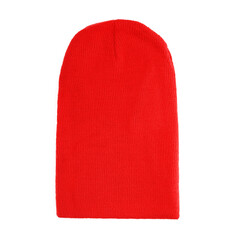 Red wool hat isolated on white background. knitted hat isolated on white background. Wool beanie variant, winter beanie hat. various styles of beanie hats isolate white background. 