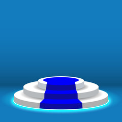 Podium Stage with Blue Sparking Neon