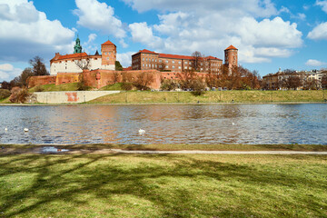 Naklejka na ściany i meble Wawel Royal Castle Krakow, most historically and culturally important site in Poland