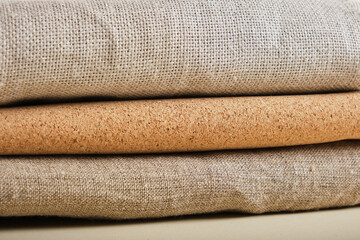 a stack of fabric for making shoppers from natural materials