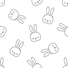 Seamless pattern with rabbit cartoons on white background vector illustration.