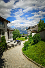 HALLSTATT, AUSTRIA. Beautiful summer view of Hallstatt with reflection. Hallstatt is a small town in Austria.