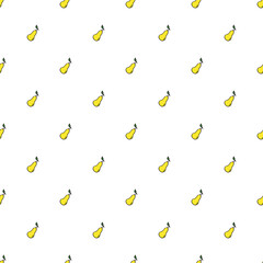 Seamless pattern with yellow pear icons. Colored pear background. Doodle vector illustration with fruits