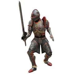 Medieval knight in armor isolated white background 3d illustration