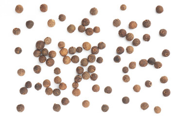 Spice Allspice on white background. Macro. Healthy diet concept
