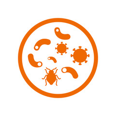 Bacteria, virus icon. Orange color vector art.
