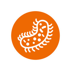 Bacteria, microbe, bug icon. Orange color design.