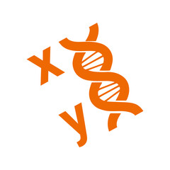 Chromosome, DNA, molecule icon. Orange color vector.
