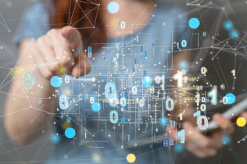 Connecting lines and dots.Big data visualization