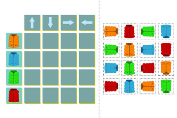 Developing activity for children - find the difference. Logic game for children. Find an extra  vest
