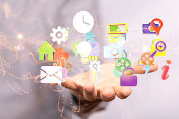 abstract lines with dots over dark background.