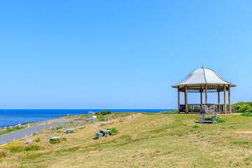 春の角島灯台公園　山口県下関市　Tsunoshima Lighthouse Park in Spring. Yamaguchi-ken Shimonoseki city.