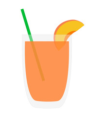 Peach juice in glass vector illustration