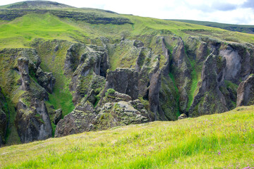 Fototapeta na wymiar Scenic fjadrargljufur canyon in Iceland. Travel and tourism. Geology and nature.
