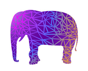 violet elephant silhouette with triangle pattern	