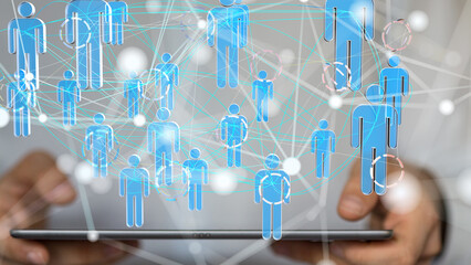 Abstract network of physical devices on the Internet using a network connection with statistics...