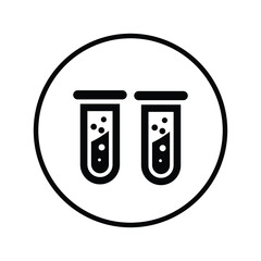 Test tube, research icon. Black vector illustration.
