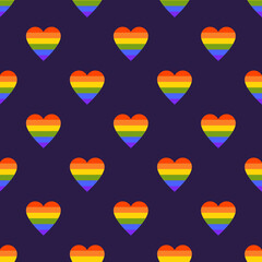 Rainbow flag heart. Pride month seamless pattern