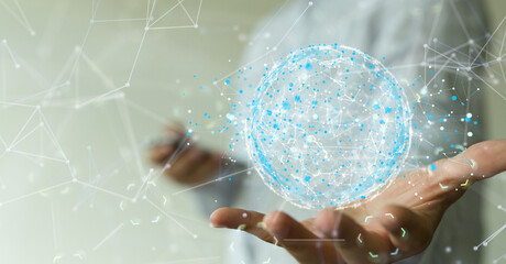 Abstract network of physical devices on the Internet using a network connection with statistics...