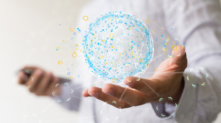 Abstract network of physical devices on the Internet using a network connection with statistics...