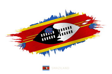 Painted brushstroke flag of Swaziland with waving effect.
