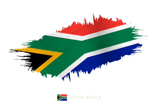 Painted brushstroke flag of South Africa with waving effect.