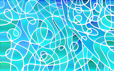 abstract vector stained-glass mosaic background - light blue