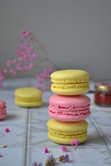 colorful macaroons on a table