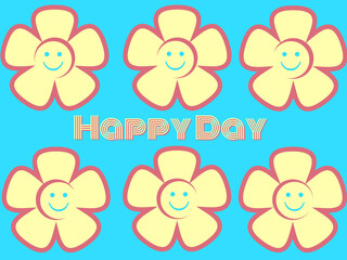 Fototapeta premium smiley face yellow flowers illustrating a happy day