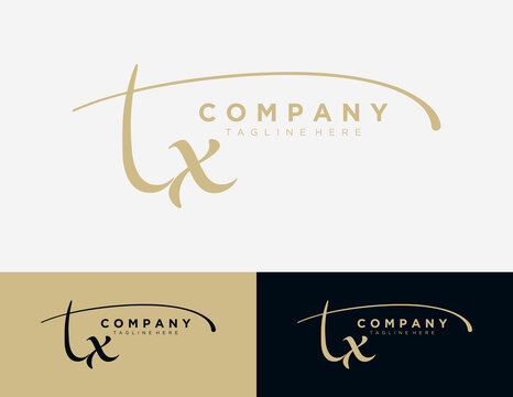 Letter TX handwritten logo design template.