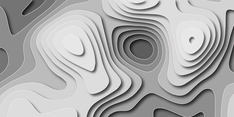 Vector abstract white paper cut banner. Geometric layered curve line white vector background.multi layer cutout geometric pattern on vector Background.