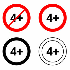 4 Four plus round sign vector illustration isolated on white background