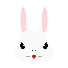 舌を出したウサギの顔のアップ　イラスト素材