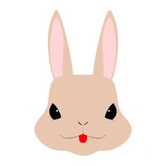 舌を出したウサギの顔のアップ　イラスト素材