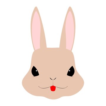 舌を出したウサギの顔のアップ　イラスト素材
