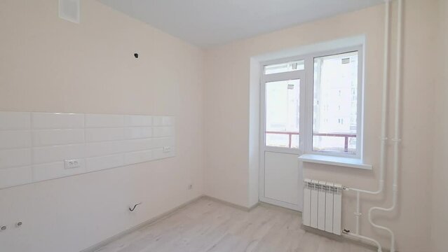 Russia, Moscow- May 27, 2020: interior apartment room bright empty room without furniture