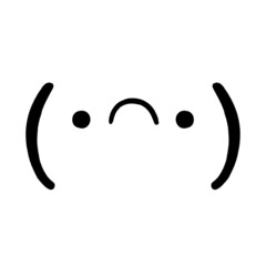 Drawn by hand kaomoji / text japanese emoji. Inverted smile / sad