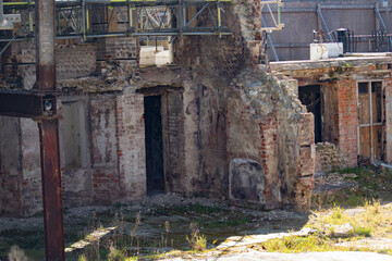 derelict building with scaffolding