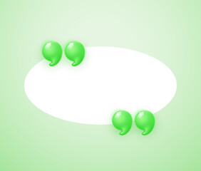 3d quote realistic render design in cute cartoon style volumetric icons of quotation marks. Innovative Quote speech bubble template. Modern Minimal 3d render cartoon design quotation bubble message