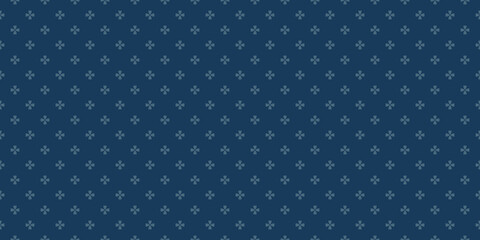 Vector minimalist geometric floral pattern. Simple abstract seamless texture with small flowers, crosses. Blue color ornament background. Minimal repeat design for decor, furniture, wallpaper, textile © Olgastocker