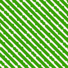 Vector geometric seamless pattern with carved diagonal lines, stripes. Simple green and white abstract striped ornament. Elegant graphic background texture. Stylish repeat design for decor, wallpaper