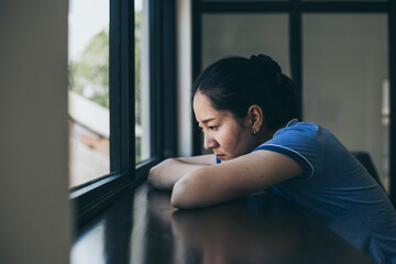 sad serious illness woman.depressed emotion panic attacks alone sick people fear stressful...