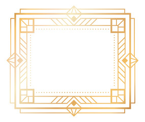 Decorative golden square ornament. Geometric retro frame