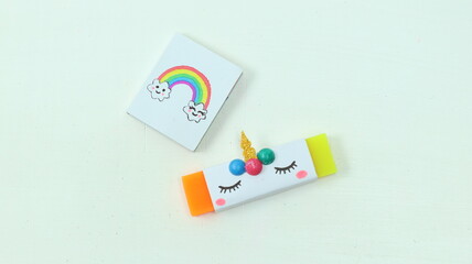 Paper Eraser Box and Rainbow Notebook - School Supplies Decoration