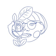 sketch of a person with a mask