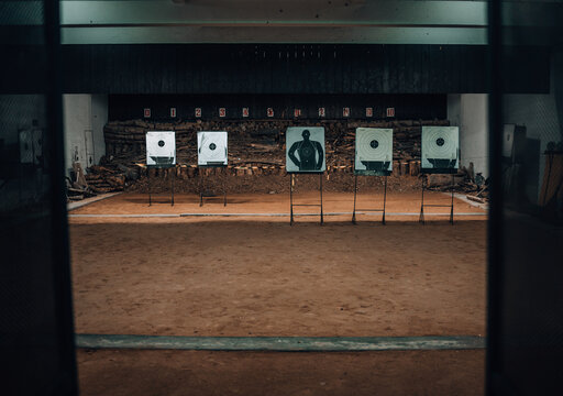 The target shooting practice is at close range in the shooting range.