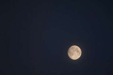 Waxing gibbous moon over the Senegal River. Langue de Barbarie National Park. Saint-Louis. Senegal.