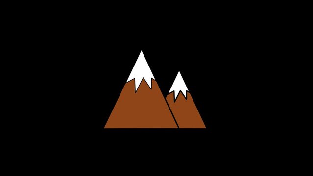 Color picture of mountains on a black background. mountains covered with snow. Distortion liquid style transition icon for your project. 4K video animation for motion graphics and compositing.